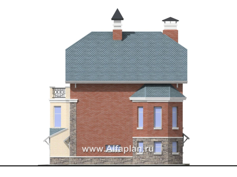 «Корвет» - проект трехэтажного дома, из газобетона, с гаражом на 2 авто в цоколе, с эркером - превью фасада дома