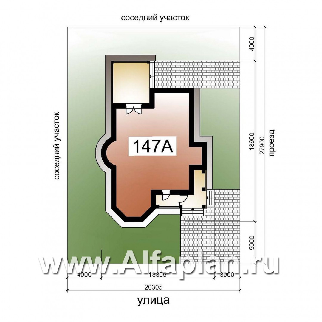 Проекты домов Альфаплан - «Митридат» - проект двухэтажного дома, с эркером и с террасой, планировка с кабинетом на 1 эт, в русском стиле - дополнительное изображение №3