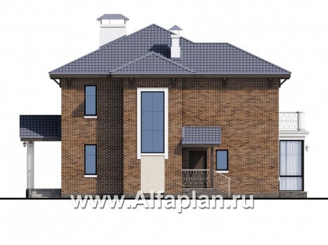Проекты домов Альфаплан - «Эффект бабочки» - дом с красивой угловой террасой - превью фасада №4