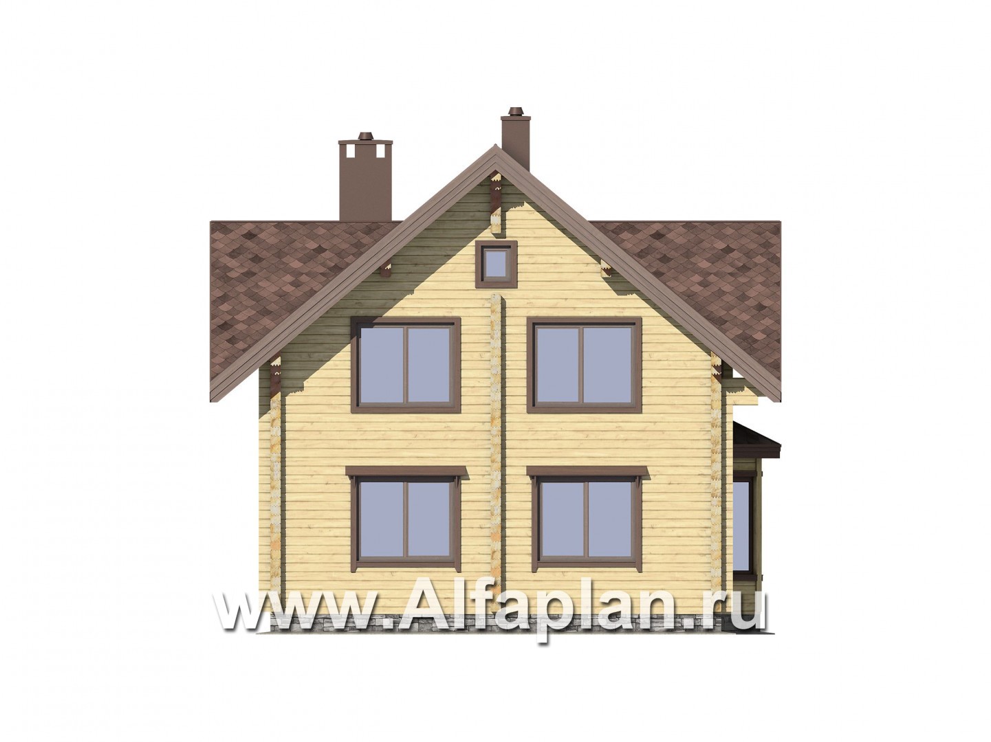 Проекты домов Альфаплан - Удобный деревянный дом с террасами - изображение фасада №2