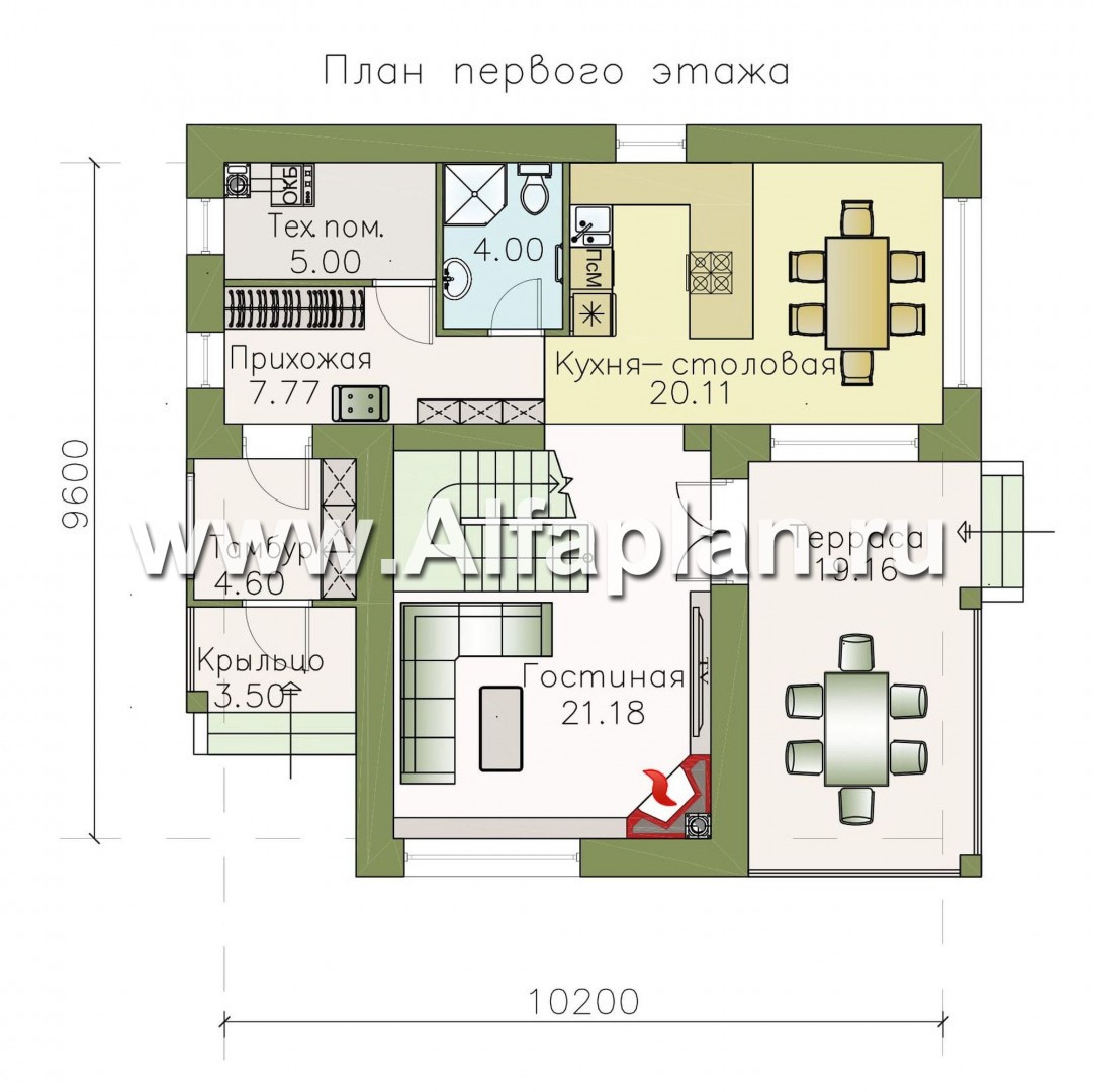 Проекты домов Альфаплан - Проект стильного компактного дома - план проекта №1