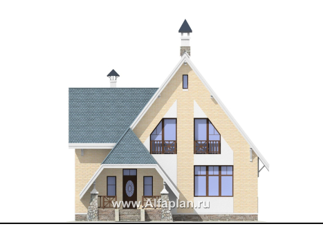 Проекты домов Альфаплан - «Шесть соток» - дом для маленького участка - превью фасада №1