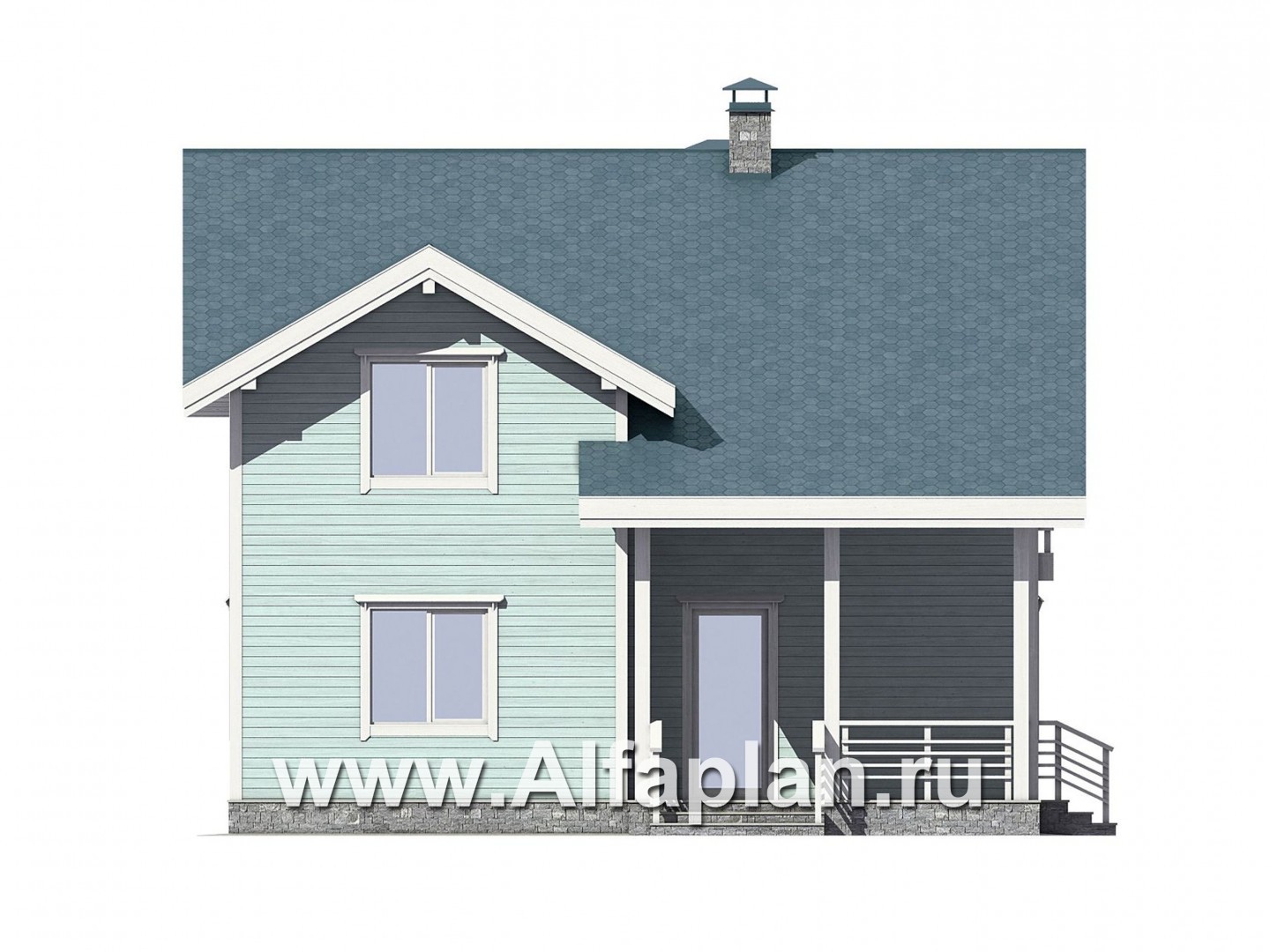 Проекты домов Альфаплан - Каркасный дом с комфортной планировкой - изображение фасада №2