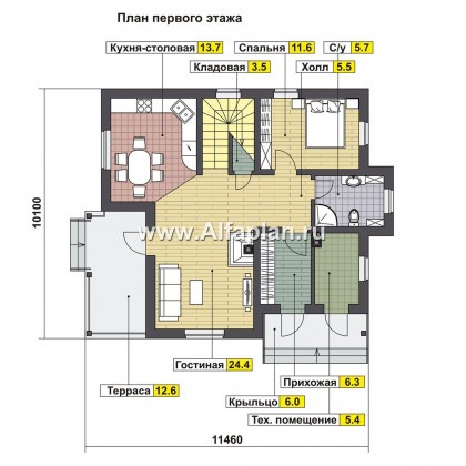 Проекты домов Альфаплан - Каркасный дом с комфортной планировкой - превью плана проекта №1
