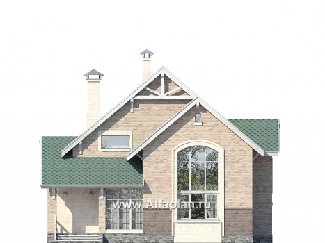 «Новая пристань» - проект дома с мансардой из газоблоков, планировка с кабинетом на 1 эт и вторым светом, с террасой - превью фасада дома