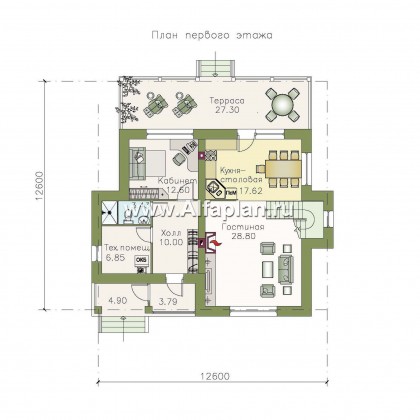 Проекты домов Альфаплан - «Новая пристань» - дом из газобетона для удобной загородной жизни - превью плана проекта №1