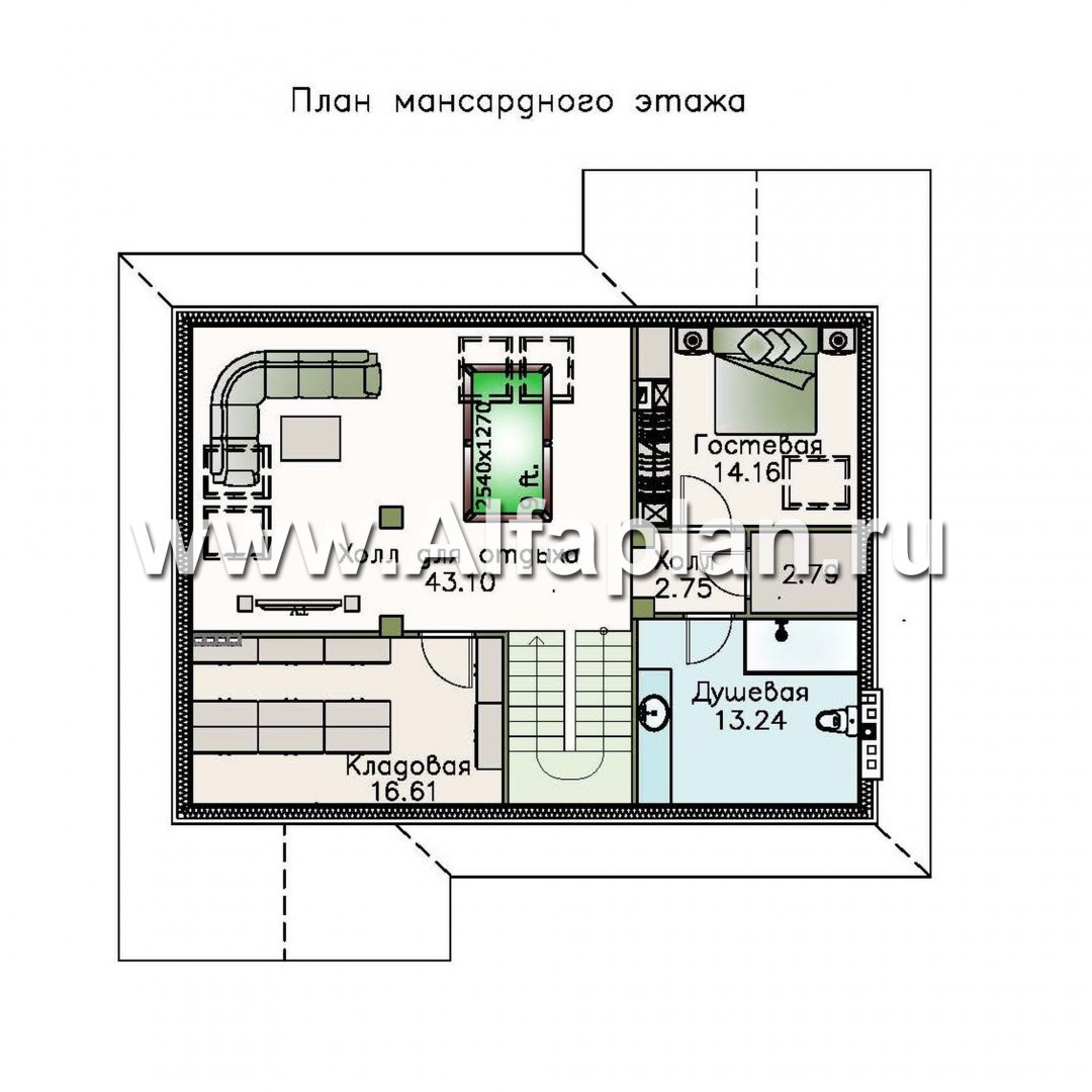 Проекты домов Альфаплан - «Айвенго»- двуxэтажный особняк с мансардой и навесом для машин - план проекта №3