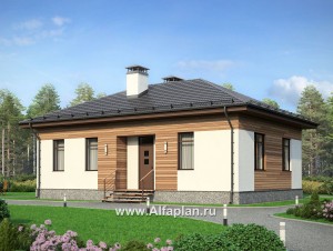 Превью проекта «Проект простого одноэтажного дома, дача для небольшой семьи, 2 спальни, в современном стиле»