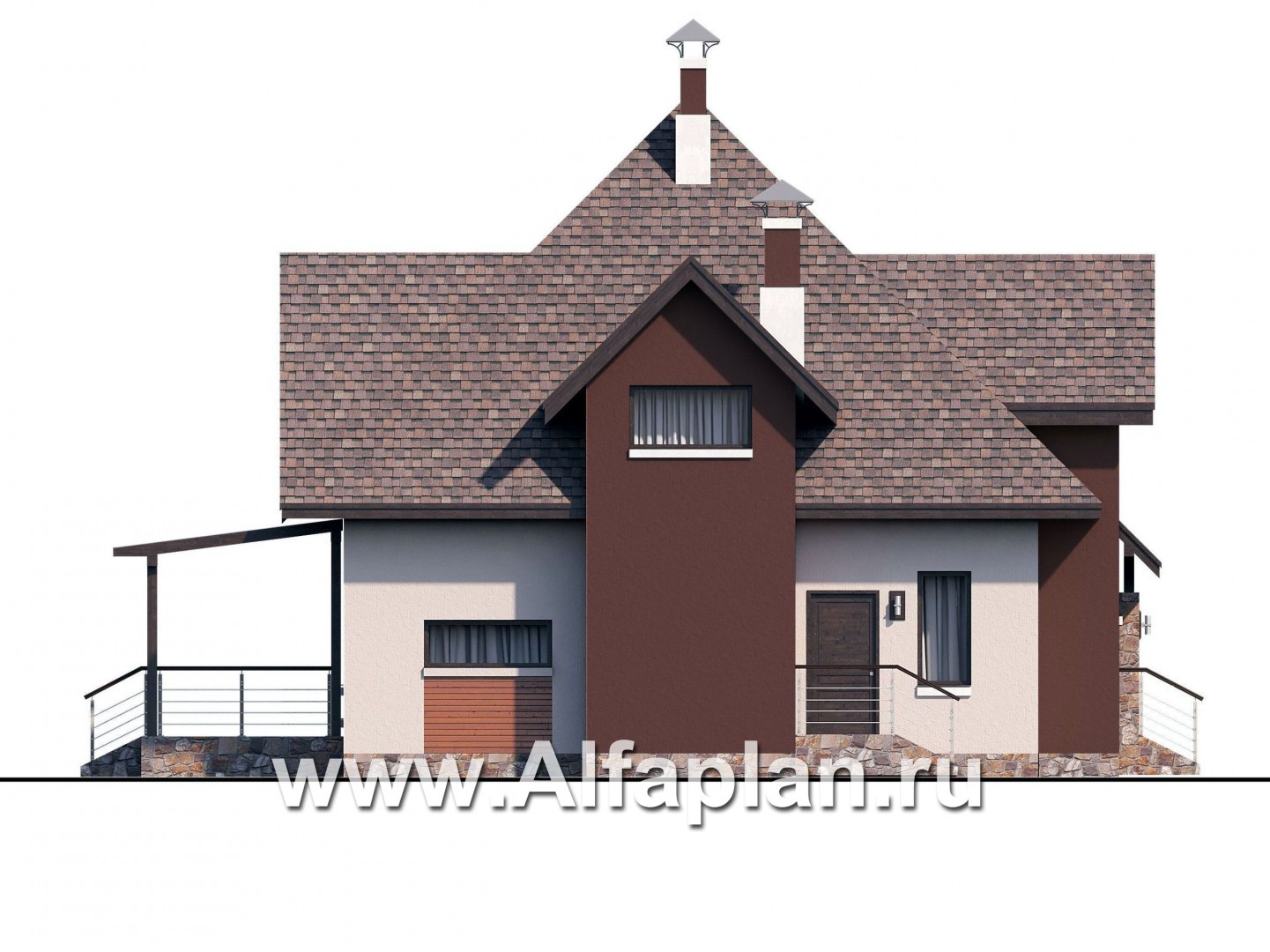 Проекты домов Альфаплан - «Орион» - современный мансардный дом - изображение фасада №3