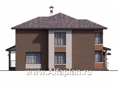 Проекты домов Альфаплан - «Эридан» - современный стильный дом с террасой и гаражом - превью фасада №3