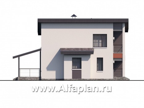 Проекты домов Альфаплан - «Рациональ» - компактный коттедж с односкатной кровлей - превью фасада №3