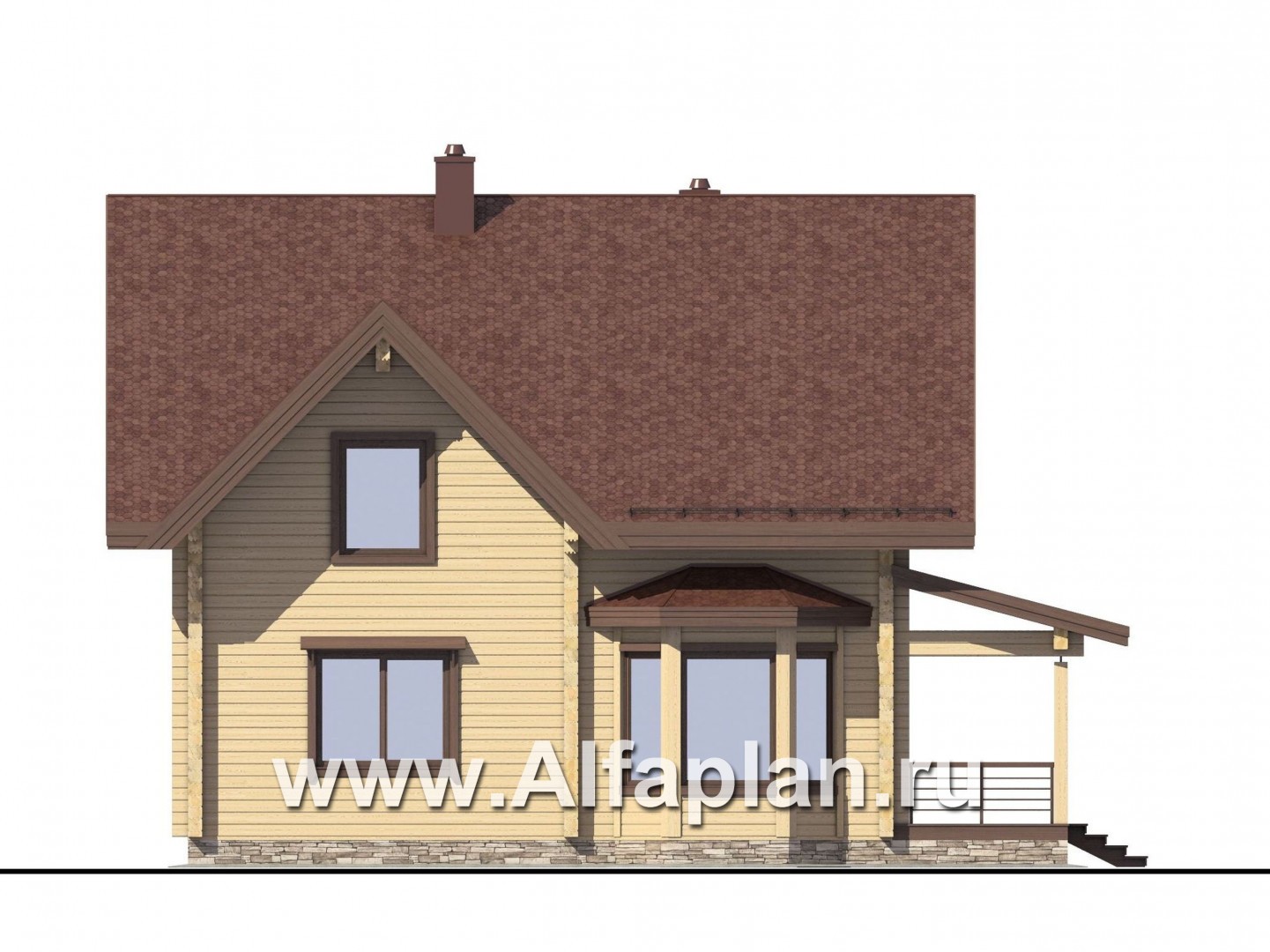 Проекты домов Альфаплан - Деревянный дом для комфортного отдыха - изображение фасада №4