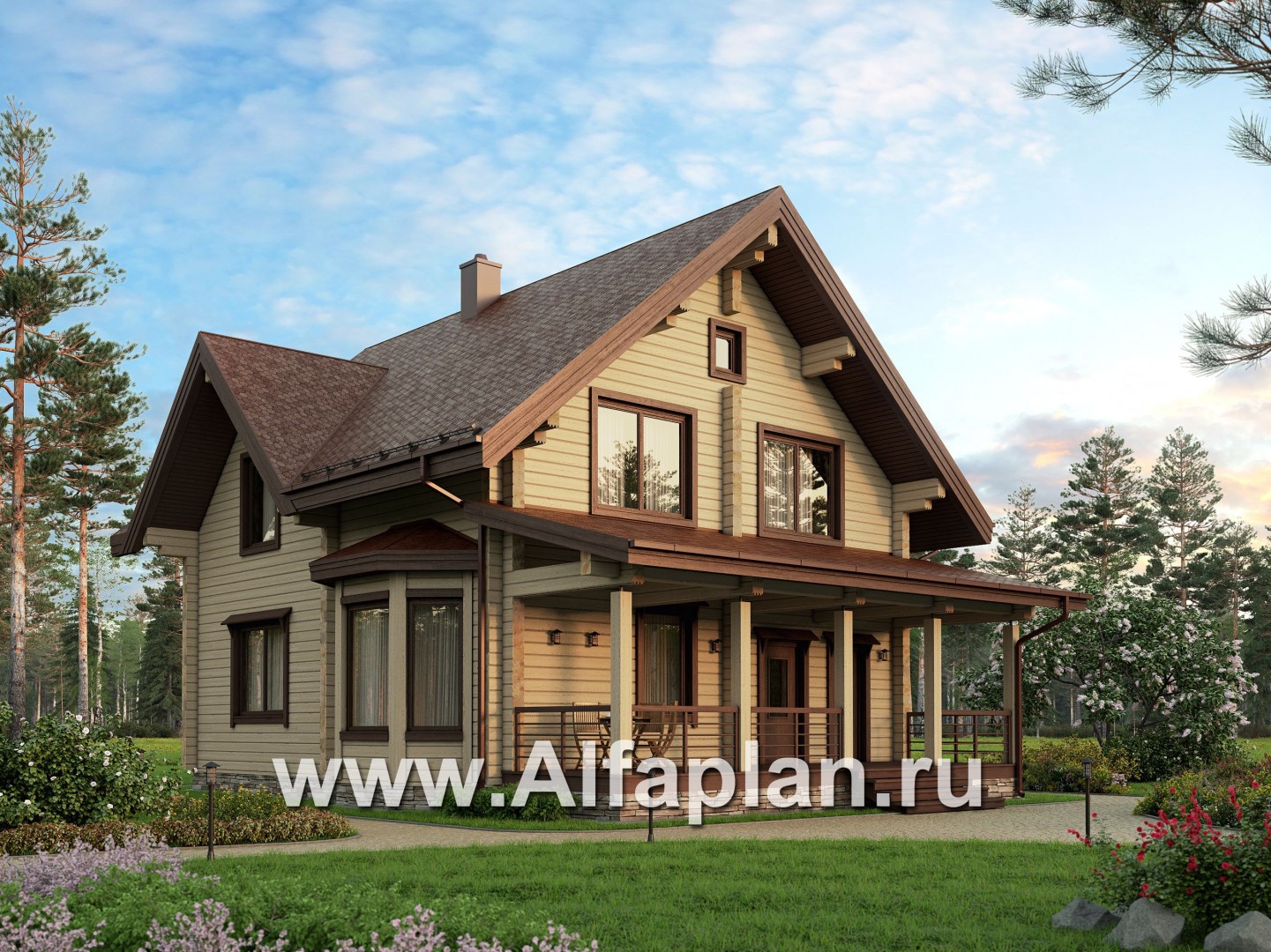 Проекты домов Альфаплан - Деревянный дом для комфортного отдыха - основное изображение