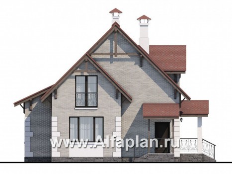 Проекты домов Альфаплан - Кирпичный дом «Боспор» с мансардой - превью фасада №3