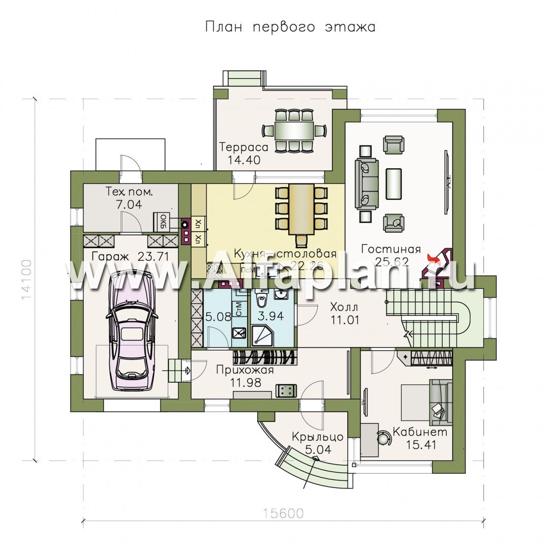 Проекты домов Альфаплан - «Платина» - современный дом в европейской традиции - план проекта №1