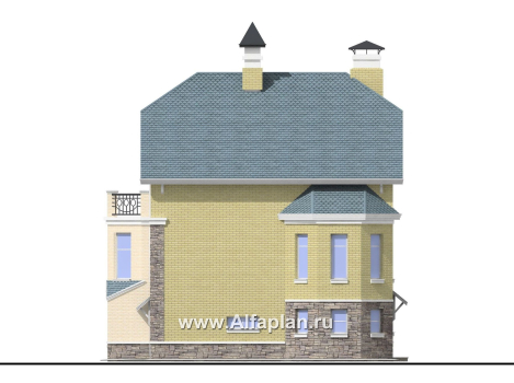 «Корвет» - проект трехэтажного дома, с гаражом на 1 авто и спортзалом в цоколе, с эркером - превью фасада дома