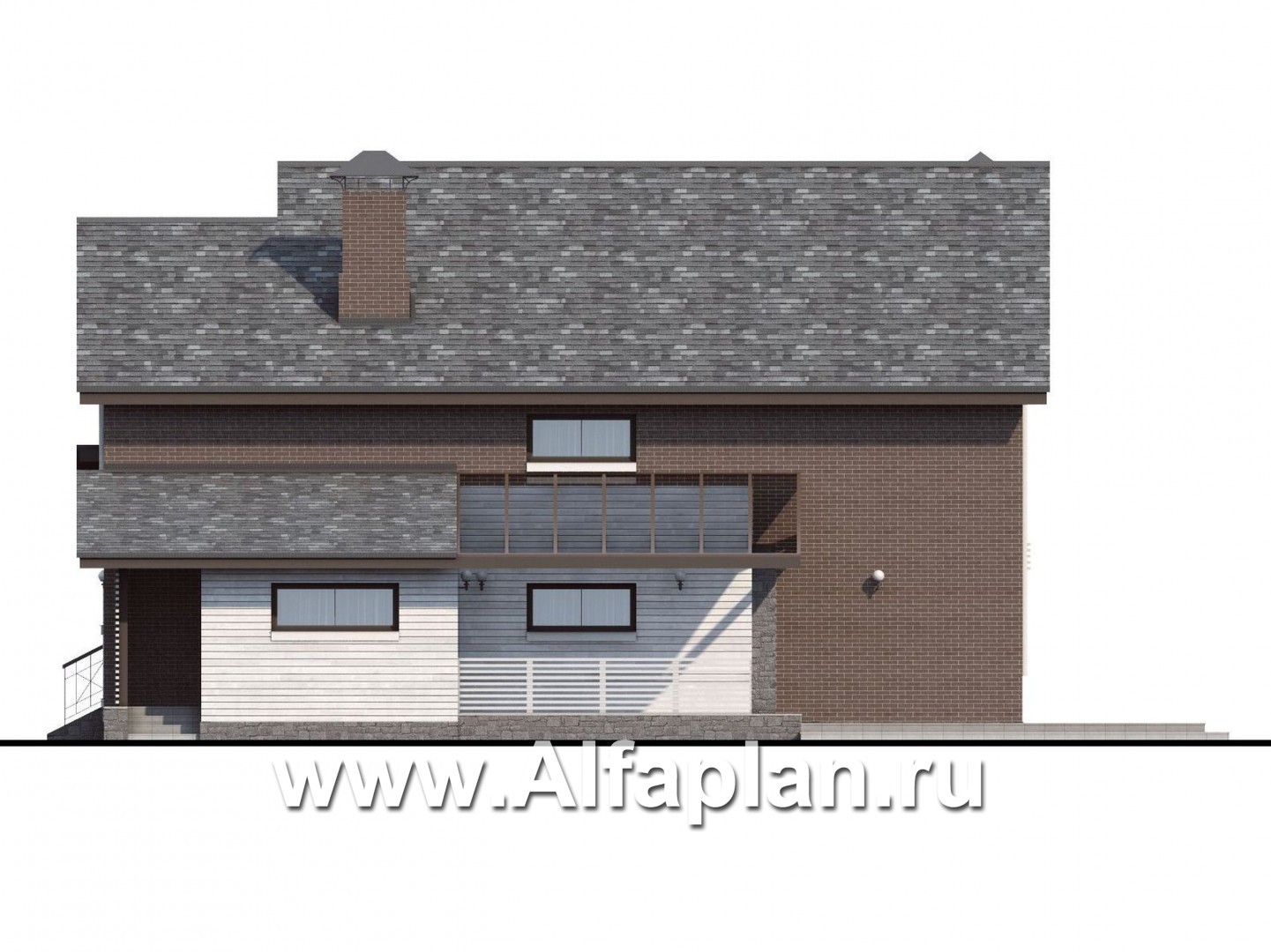 Проекты домов Альфаплан - «Эль-Ниньо» - современный дом с террасами - изображение фасада №2