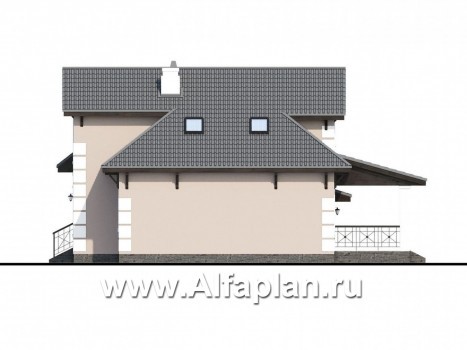 Проекты домов Альфаплан - «Простоквашино» - небольшой дом с мансардным вторым этажом и гаражом - превью фасада №2