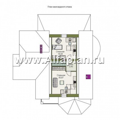Проекты домов Альфаплан - «Пенаты» - дом с богатой живописной архитектурой - превью плана проекта №3