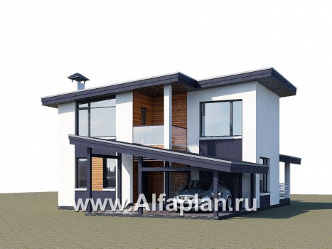 Проекты домов Альфаплан - "Модена" -стильный дом, односкатная крыша - превью дополнительного изображения №1
