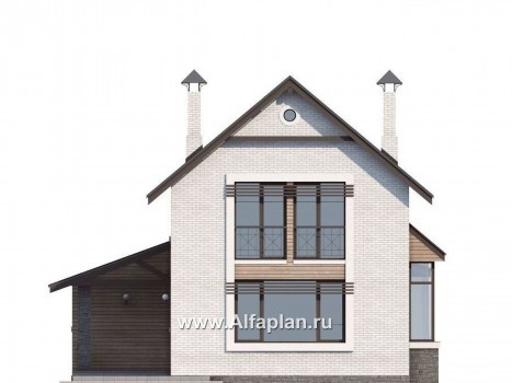 Проекты домов Альфаплан - «Эль-Ниньо»- дом с террасами и навесом для машин - превью фасада №4