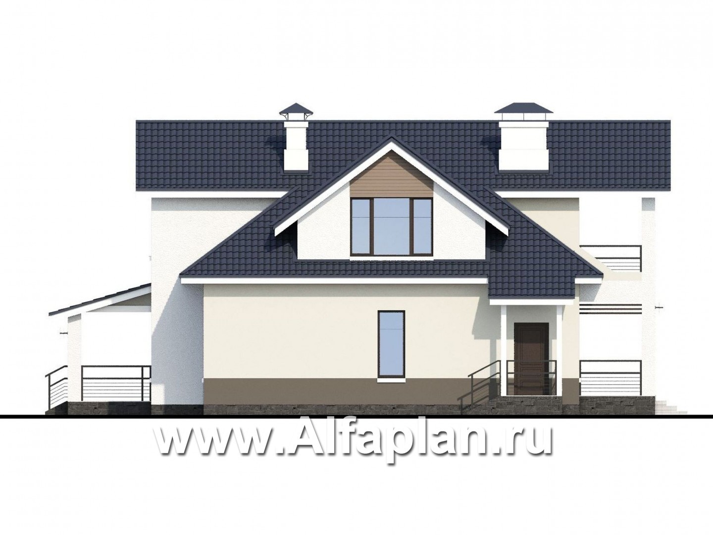 Проекты домов Альфаплан - «Кластер Персея» - дом с двумя жилыми комнатами на 1 эт и с мансардой - изображение фасада №3