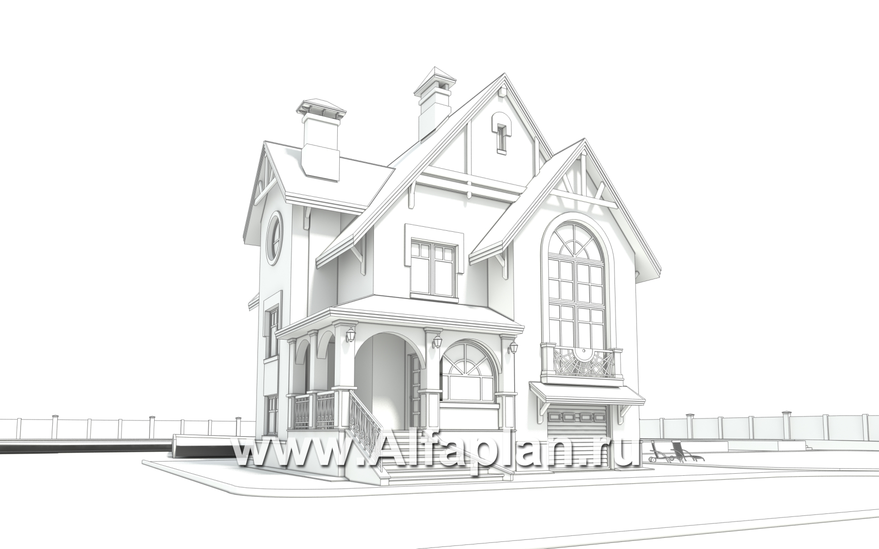 Проект трехэтажного дома из газобетона «Индиго», с гаражом в цоколе - дизайн дома №3