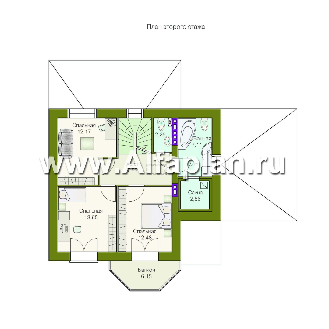 Проекты домов Альфаплан - Дом из газобетона «Шевалье» - изображение плана проекта №2