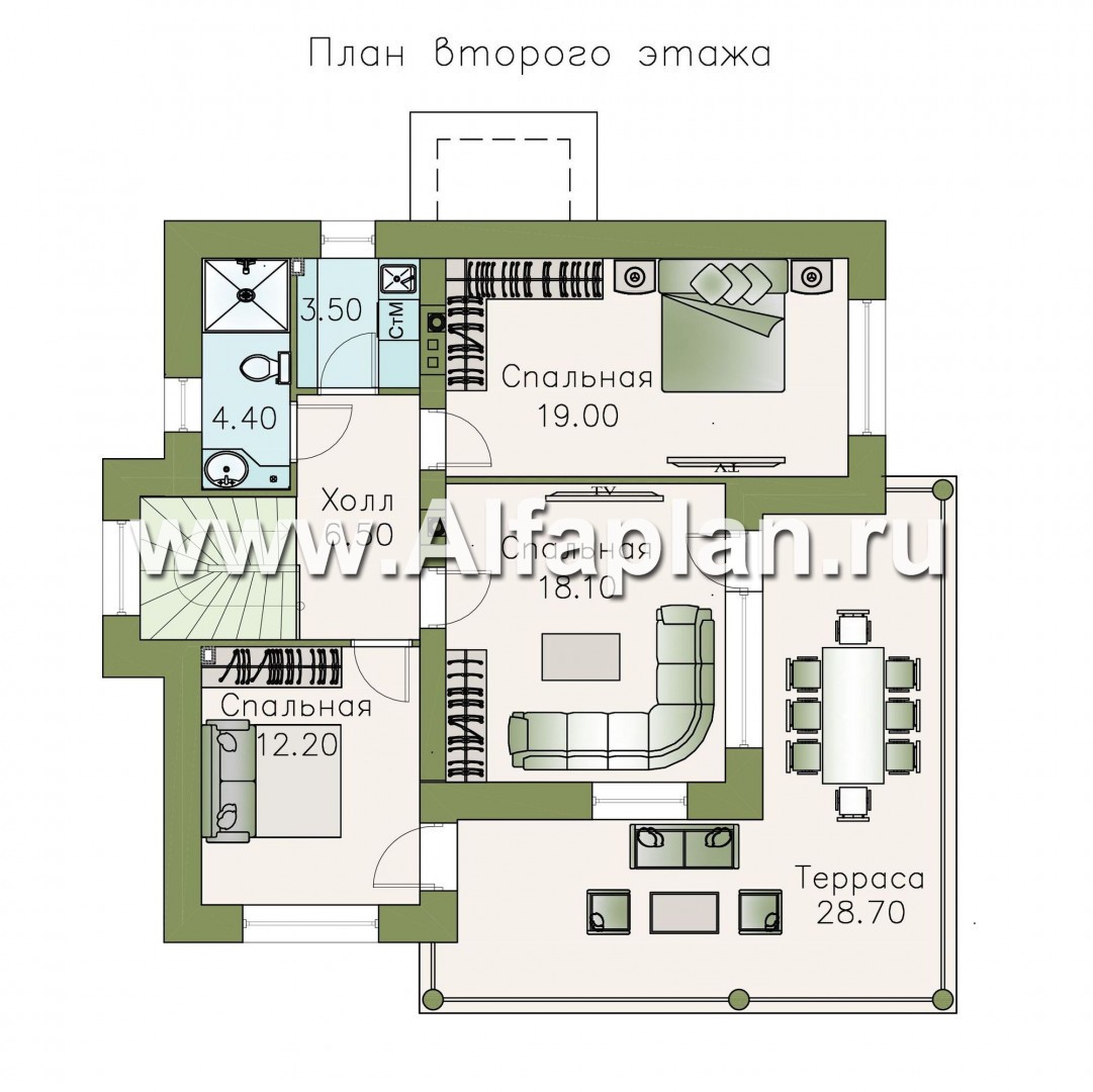 Проекты домов Альфаплан - «Квантум» - коттедж с односкатной крышей - изображение плана проекта №2