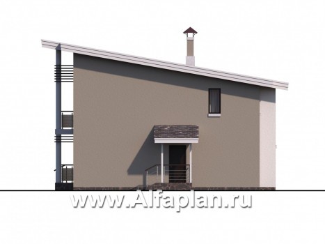 Проекты домов Альфаплан - «Квантум» - коттедж с односкатной крышей - превью фасада №4