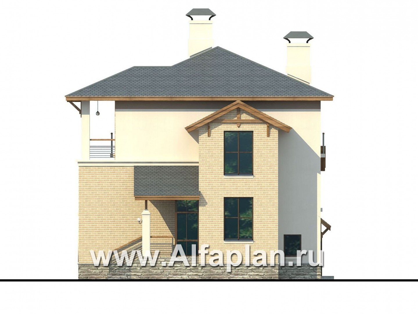 Проекты домов Альфаплан - Дом из газобетона «Аура» в современном стиле - изображение фасада №2