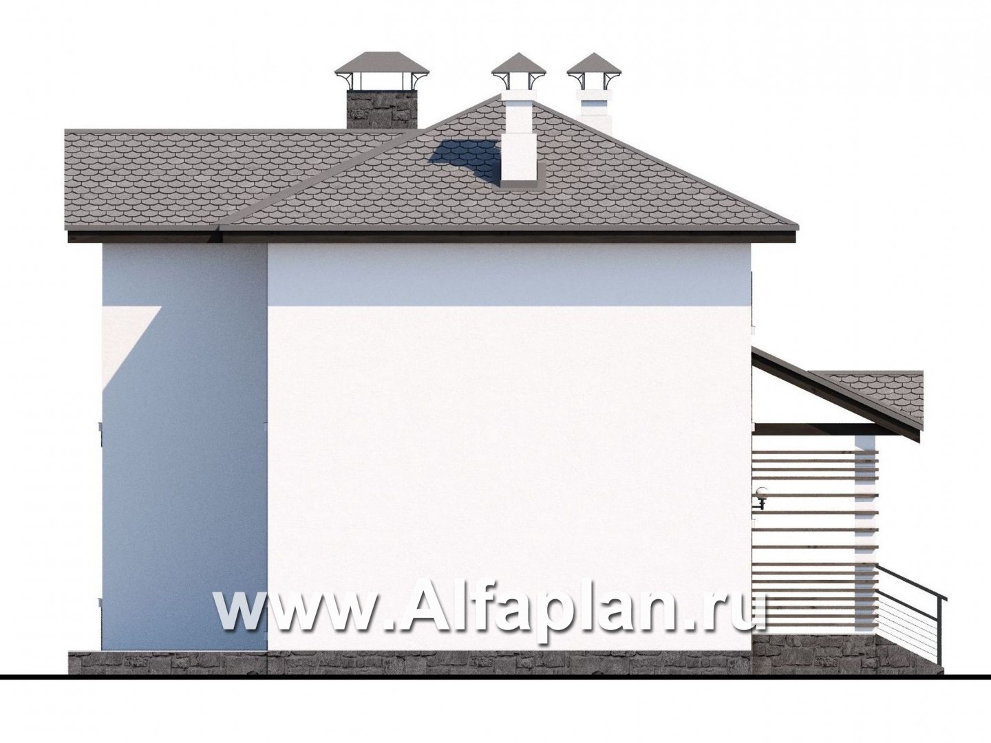 «Панорама» - проект простого двухэтажного дома из газобетона, в современном стиле - фасад дома