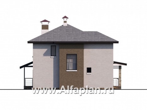 Проекты домов Альфаплан - «Квантум» - современный двухэтажный дом, планировка с террасой и сауной, для углового участка - превью фасада №3
