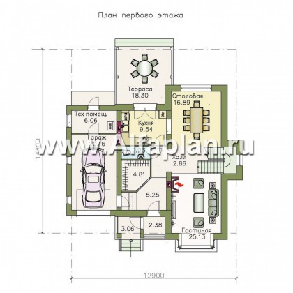 Проекты домов Альфаплан - «Импульс» - современный компактный проект - превью плана проекта №1