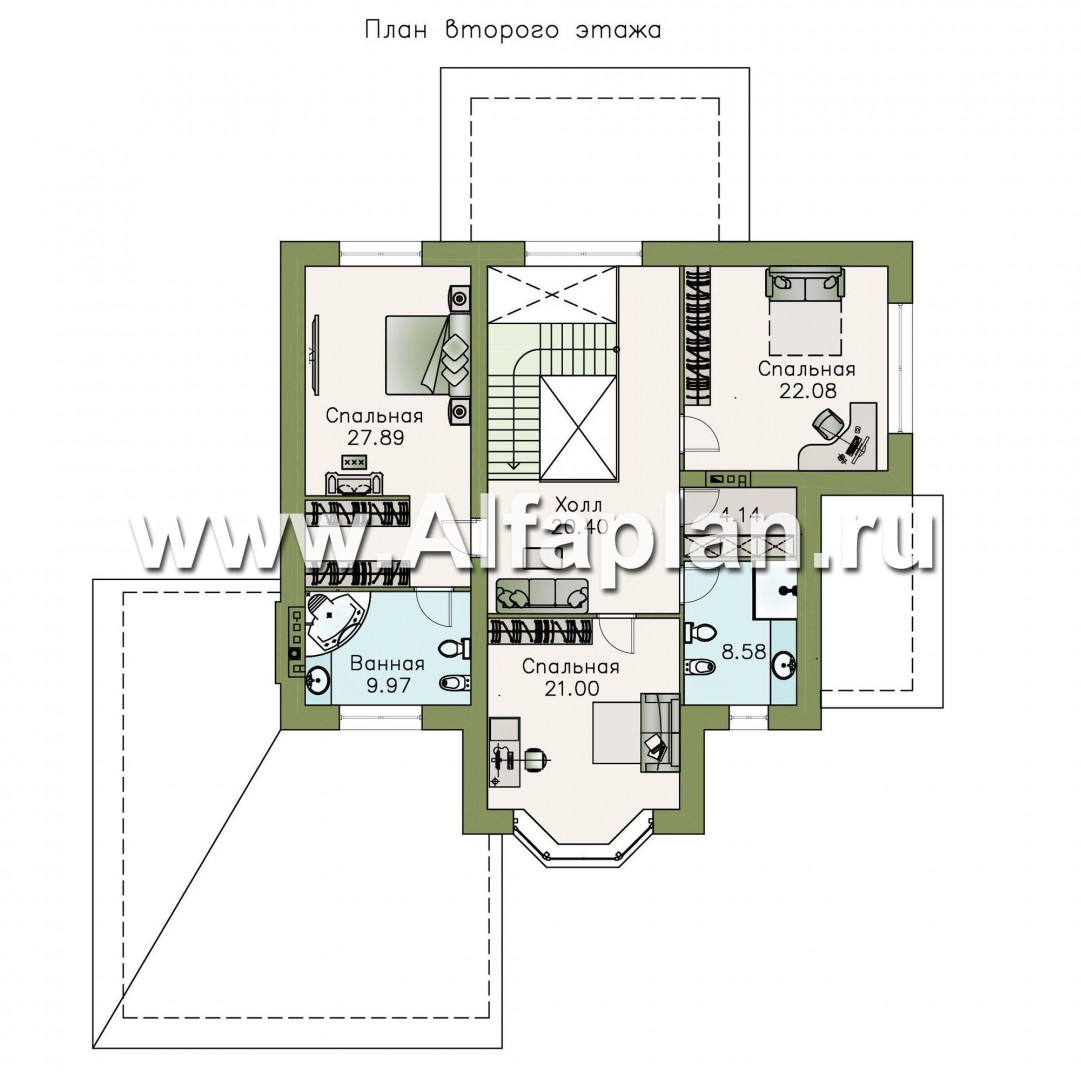 Проекты домов Альфаплан - «Диадема»- респектабельный коттедж с большим гаражом - изображение плана проекта №2