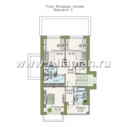 Проекты домов Альфаплан - «Новое время» - кирпичный коттедж для семьи с двумя детьми - превью плана проекта №3