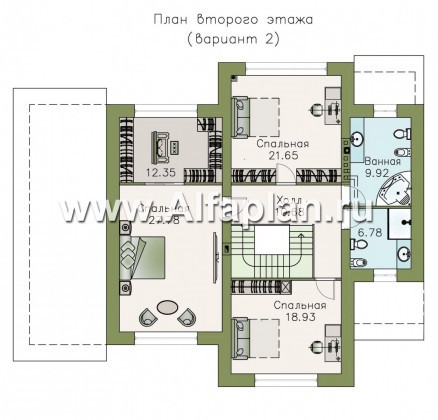 Проекты домов Альфаплан - «Патриций» - комфортабельный коттедж с большой верандой и террасой - превью плана проекта №3
