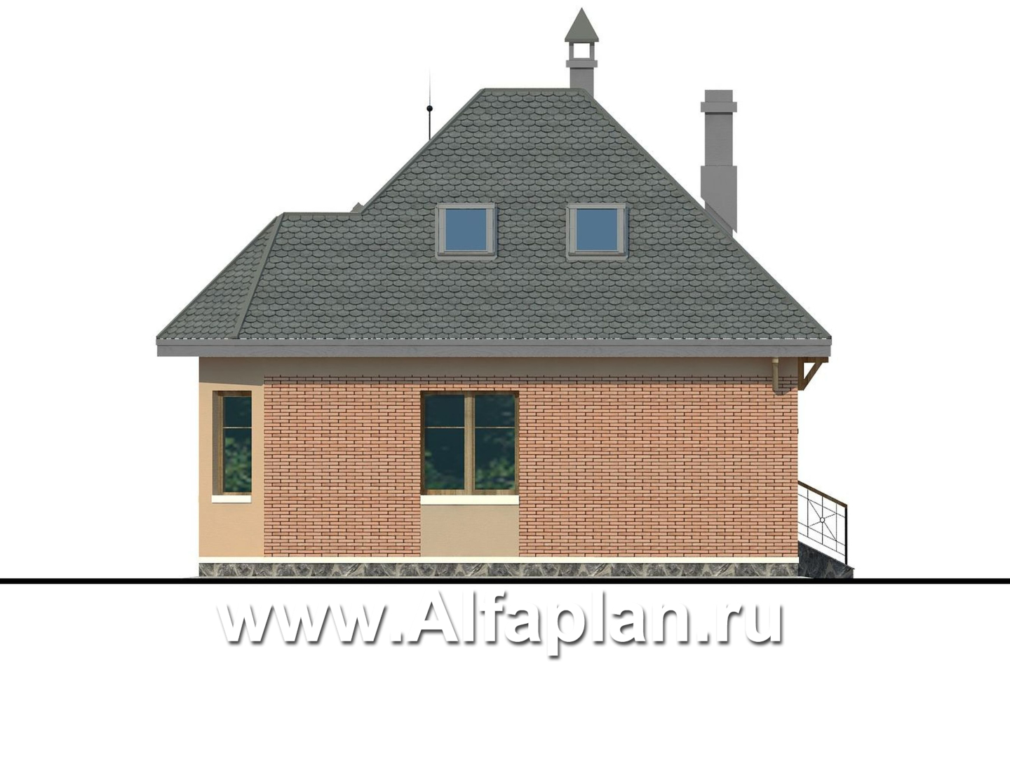 Проекты домов Альфаплан - «Душечка» - небольшой дом с мансардой - изображение фасада №4