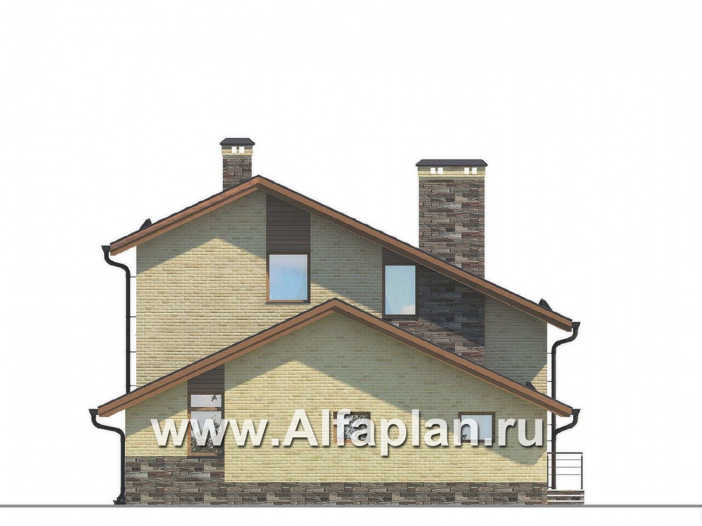 Проекты домов Альфаплан - Современный и рациональный двуxэтажный коттедж - изображение фасада №2
