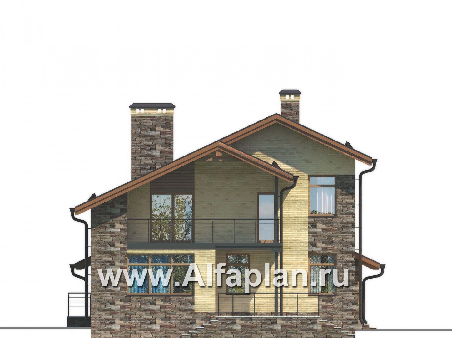 Проекты домов Альфаплан - Современный и рациональный двуxэтажный коттедж - изображение фасада №3