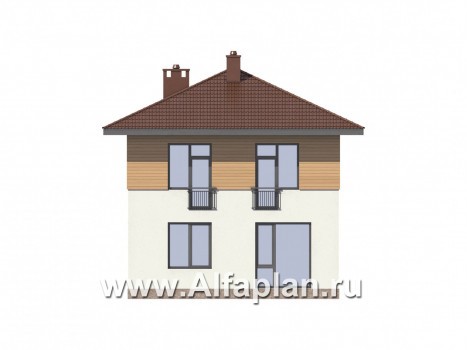 Проекты домов Альфаплан - Двухэтажный экономичный и компактный дом - превью фасада №3