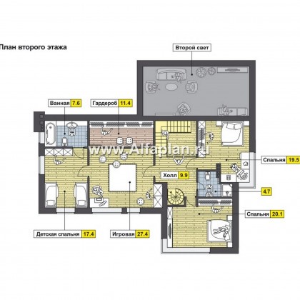 Проекты домов Альфаплан - Оригинальный коттедж с односкатной кровлей - превью плана проекта №2