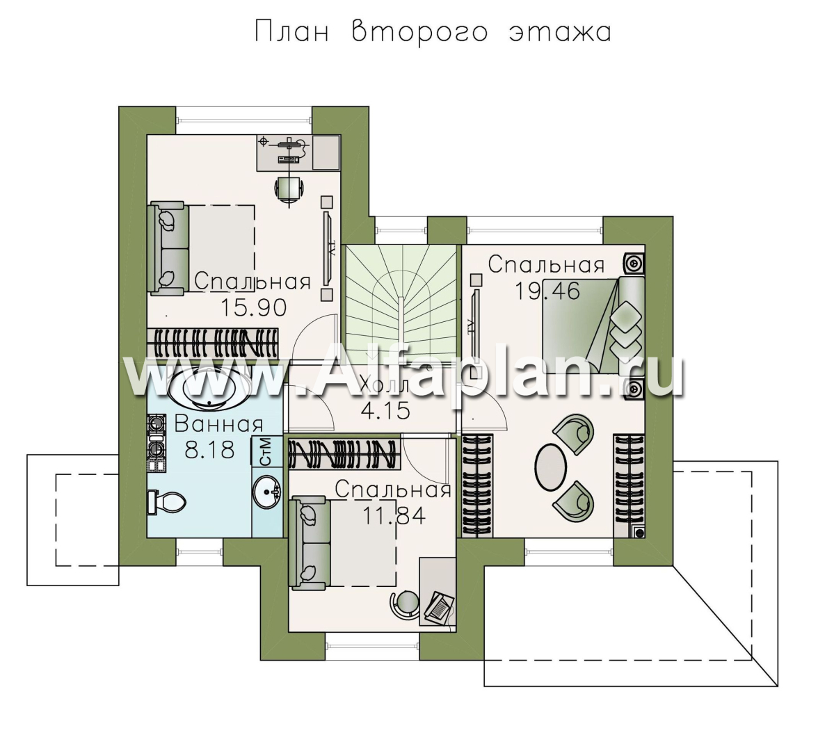 Проекты домов Альфаплан - «Невский стиль» - удобный и красивый двухэтажный дом - изображение плана проекта №2