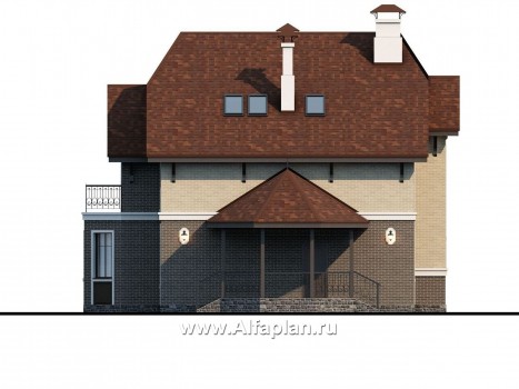 «Ясная поляна» - проект двухэтажного дома, планировка со спальней и кабинетом на 1 эт, с эркером и с гаражом на 1 авто - превью фасада дома