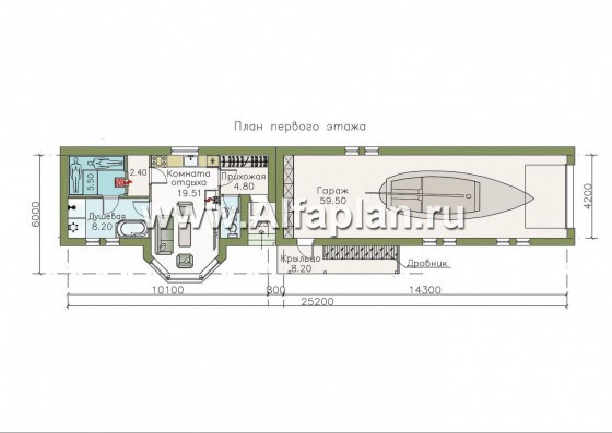 Проекты домов Альфаплан - Баня 245С с длинным гаражом 218Р - превью плана проекта №1