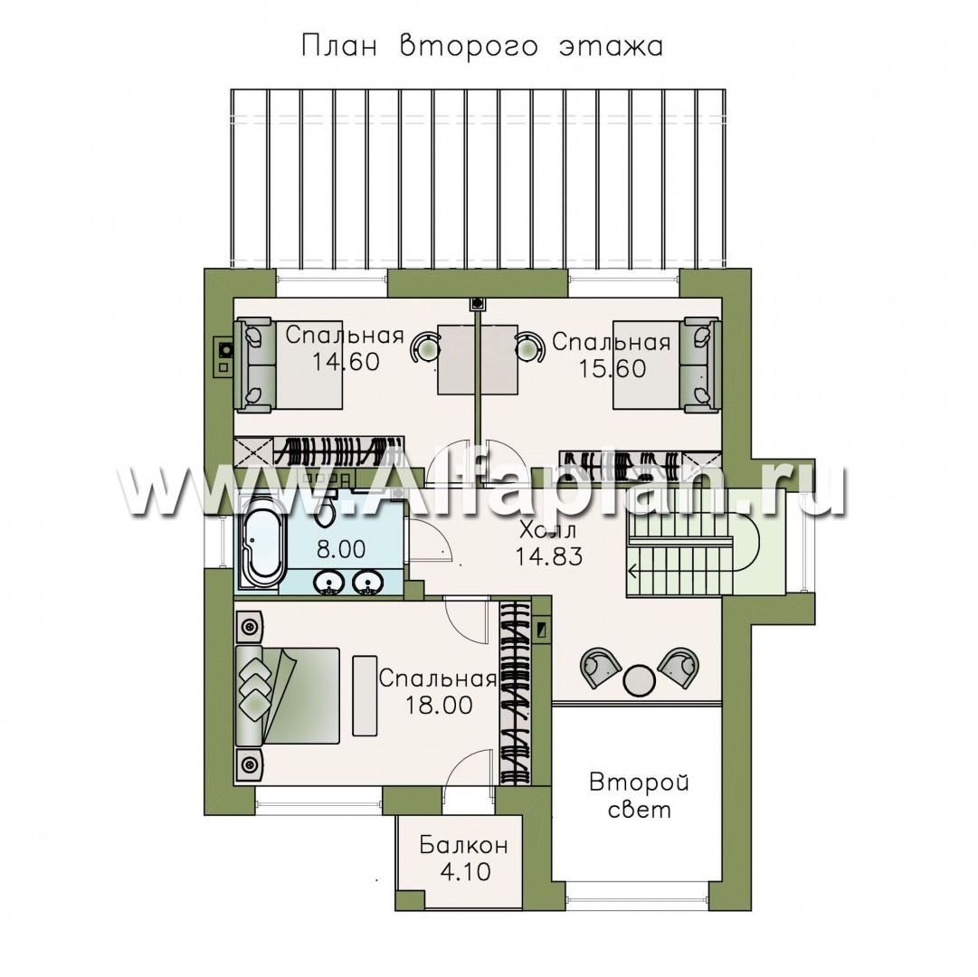 Проекты домов Альфаплан - «Вязьма»- удобный коттедж с двусветной гостиной - план проекта №2