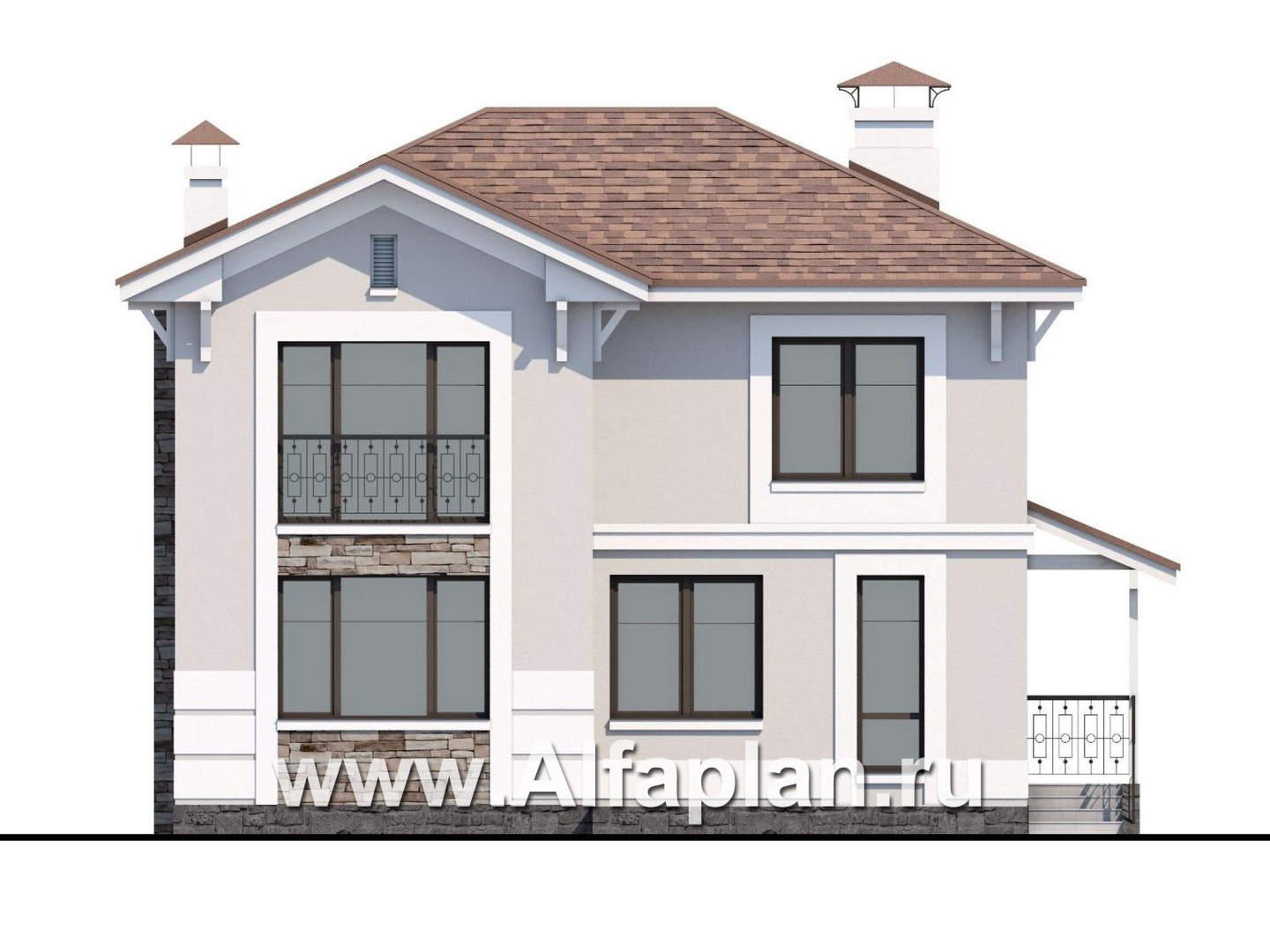 Проекты домов Альфаплан - «Княжна Мери» - удобный дом с вариантами планировки - изображение фасада №4