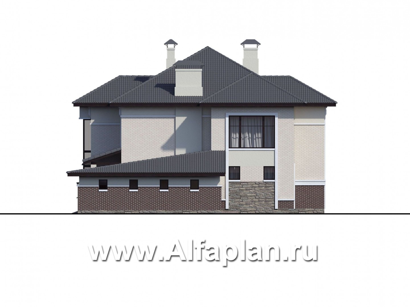 Проекты домов Альфаплан - «Сена» — респектабельный двухэтажный особняк с гаражом - изображение фасада №2