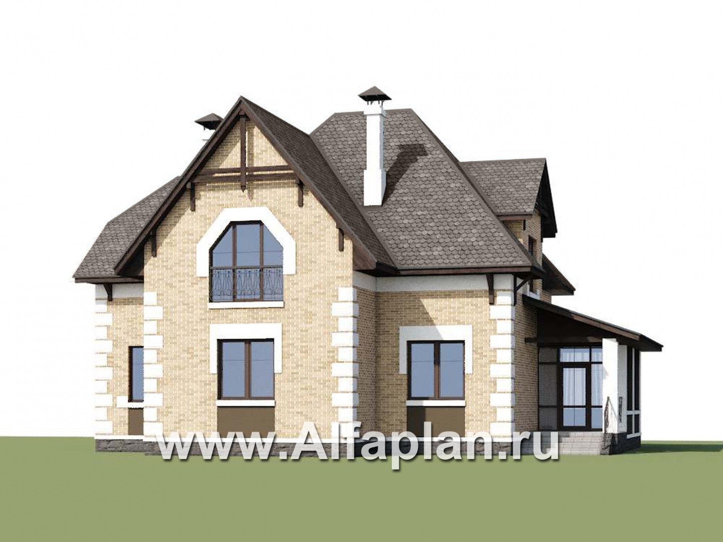 Проекты домов Альфаплан - «Клио» - классический коттедж с красивым эркером - дополнительное изображение №1