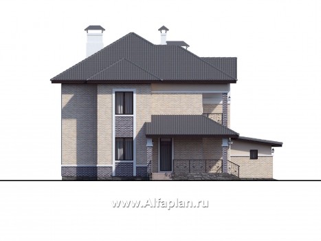 «Арно» - проект двухэтажного дома,  с двусветной гостиной, с террасой, с гаражом на 2 авто - превью фасада дома
